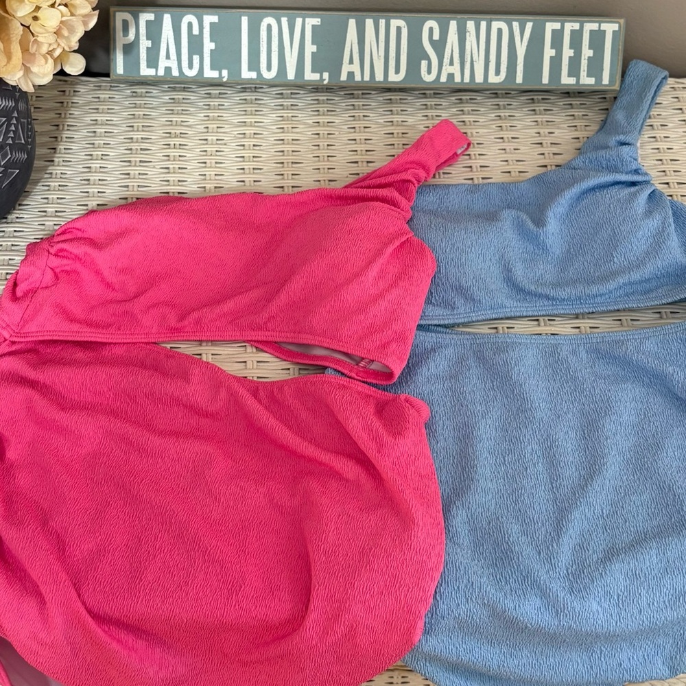 Two Maternity Swimsuits Size Medium One Shoulder One Piece Side Cutout